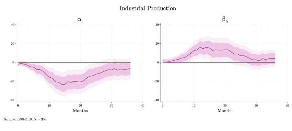 Impulse response functions of industrial production